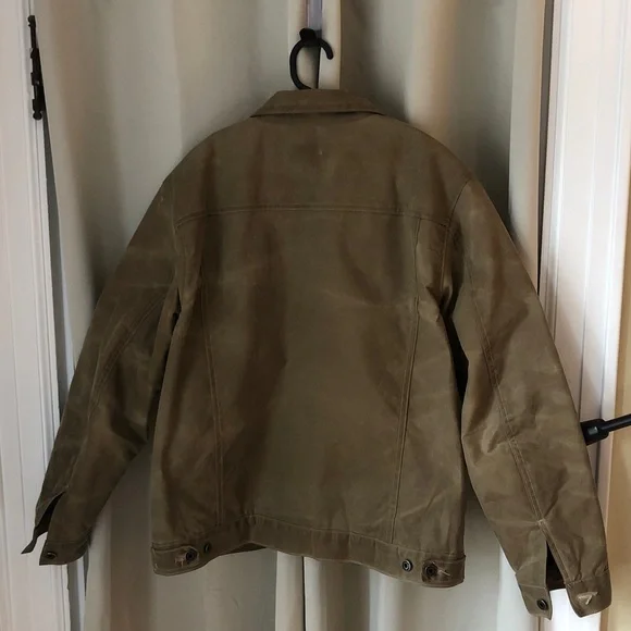 Flint and Tinder Wool Lined Waxed Trucker Jacket - Picture 3 of 12